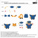 Graduation-themed building blocks with step-by-step instructions on a white background