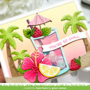 Decorative card with tropical elements and 'You're So Chill' text, created for Lawn Fawn by Grace Camou.