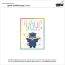 Graduation-themed card with 'Yay!' text and cartoon character on a white background
