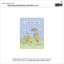 Cartoon of two geese in the rain with an umbrella, featuring text on a white background.