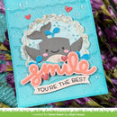Card with a shark illustration and 'smile you're the best' text on a colorful background
