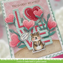 Card with Quokka illustration and heart designs, featuring text 'You Quokka My World!'.