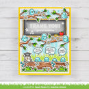 Card with cartoon birds on a branch and a chalkboard saying 'Thank you! You're awesome.' on a wooden background.
