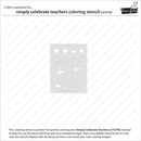 White coloring stencil for 'Simply Celebrate Teachers' on a white background with text and branding.