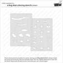 Two coloring stencils with various shapes on a white background, featuring the brand 'Lawn Fawn'.