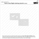 Two coloring stencils with butterfly and heart designs on a white background with diagonal lines.