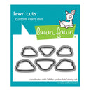 Lawn Cuts custom craft dies by Lawn Fawn with cloud shapes on a blue and white background.