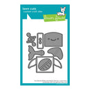 Lawn Cuts custom craft dies packaging with various shapes on a teal background
