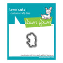 Lawn Cuts custom craft die with branding on a blue and white background