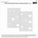 Two coloring stencils with animal shapes and hearts on a white background, featuring the brand 'Lawn Fawn'.