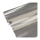 Roll of metallic silver vinyl wrap on a white background