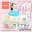 Marianne Design Silhouette art collection with various craft supplies on a pink background