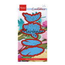 Marianne Design craft die set packaging with colorful flower shapes on a white background