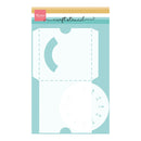 Craft stencil with a wooden handle on a white background