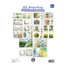 Collection of art journaling and card making backgrounds with nature-themed designs on a white background.