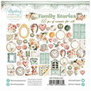 Collection of die-cut stickers with vintage-themed designs on a white background, featuring 'Family Stories' text.