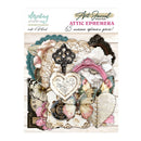 Collection of decorative elements including hearts, butterflies, and frames on a wooden background with 'Mintay Papers' branding.