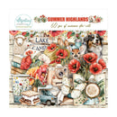 Packaging of 'Summer Highlands' with illustrations of a dog, flowers, and camping-themed items.
