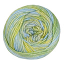 Multicolored yarn ball on a white background
