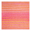 Striped fabric swatch with pink and orange horizontal stripes on a white background