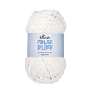 White yarn ball with a label on a white background