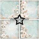 Floral design with 'Paper Favourites' text and star symbol on a textured background