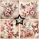 Four floral and butterfly designs with 'Paper Favourites' branding.