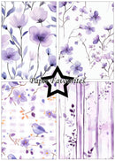 Set of purple floral designs with 'Paper Favourites' branding on a white background.