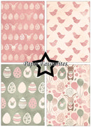 Collage of four Easter-themed paper patterns with decorative elements.