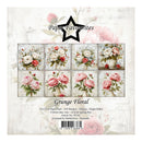 Packaging of 'Grunge Floral' paper pack with floral designs on a white background.