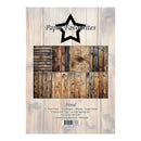 Wooden patterned paper pack with 'Paper Favourites' branding on a wooden background.