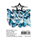Packaging of blue butterfly die-cuts with 'Paper Favourites' branding on a white background.