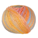 Multicolored yarn ball on a white background