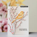 Card with bird and floral design, featuring Penny Black branding.