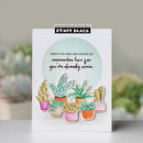 Card with succulent illustrations and motivational quote, branded 'Penny Black'.