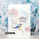 Card with a bird illustration and floral design, featuring the Penny Black brand.