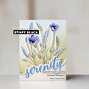 Card with floral design and 'Penny Black' branding on a gradient background