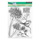 Denny Black clear stamp set with floral and bird designs on a white background