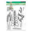 Clear stamp set with floral designs in a transparent packaging