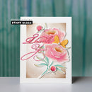 Greeting card with flowers and 'Thank You' text on a blurred background