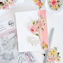 Floral card with decorative elements on a white background