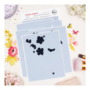 Set of floral stencils with 'Golden Poppies' branding on a decorative background.