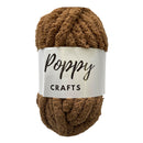 Brown yarn ball with 'Poppy Crafts' label on a white background