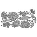 Set of tropical leaf shapes on a white background