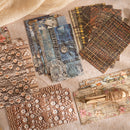 Collection of fabric swatches with various patterns on a textured surface