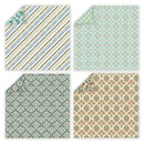 Four different patterned paper sheets arranged in a 2x2 grid.