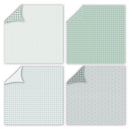 Four fabric swatches with different patterns on a white background