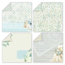 Set of four decorative paper sheets with floral and lace designs.
