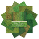 Collection of green textured paper sheets with a 'Green Meadow' label.
