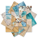 Collection of beach-themed paper sheets with textures and patterns.